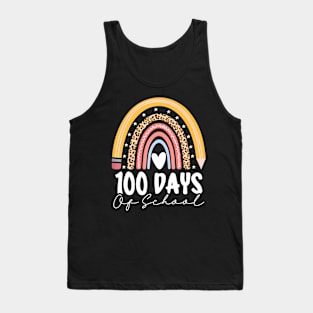 Happy 100Th Day Of School Teacher 100 Days Of School Rainbow Tank Top